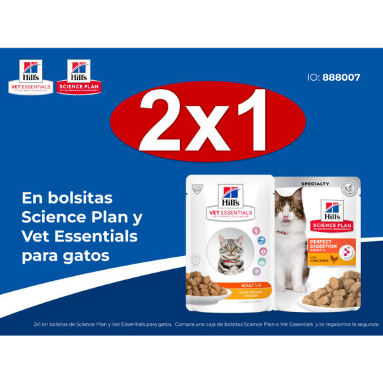 2X1 en bolsitas Science Plan y Vet Essentials para gatos