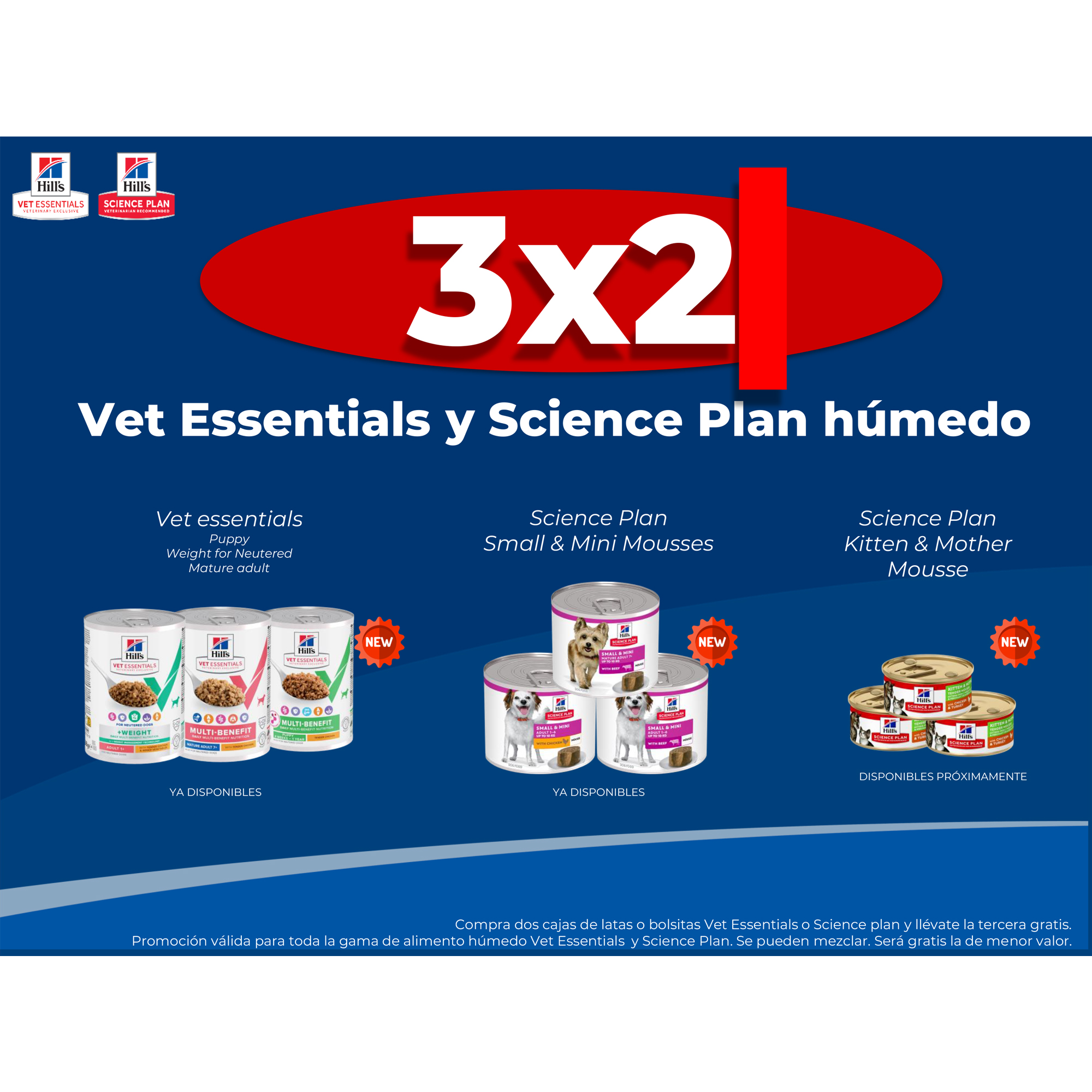 3×2 Vet Essentials y Science Plan húmedo