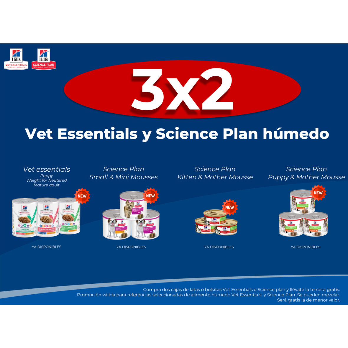 3×2 Vet Essentials y Science Plan húmedo