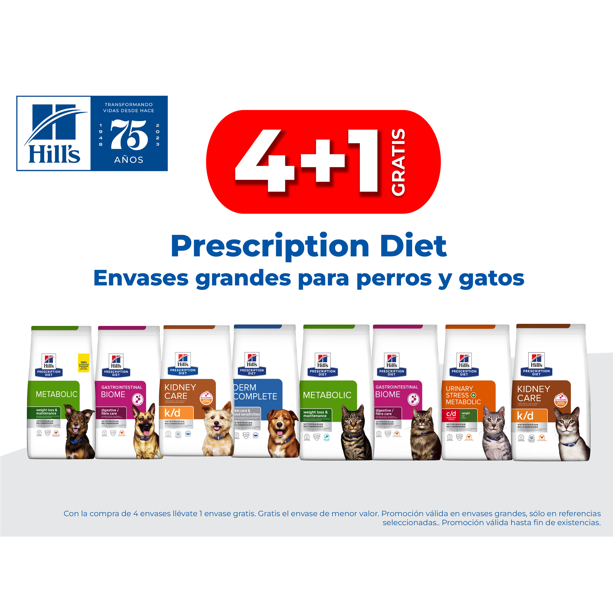 4+1 GRATIS Prescription Diet Envases grandes para perros y gatos